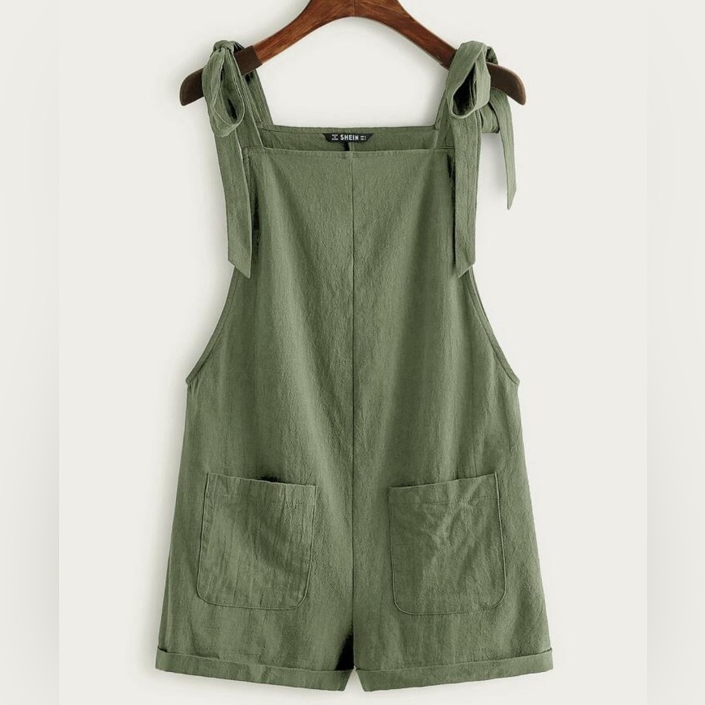 NWOT Army Green Sleeveless Tie-Strap Romper